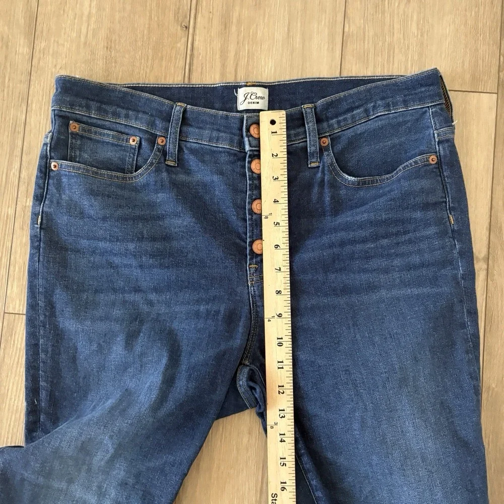 J Crew Denim 9 Inch Toothpick Womens Mid Rise Stretch Blue Jeans Button Fly 32